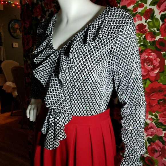 Brittany Black Sparkle Ruffle Top! - Picture 3 of 8